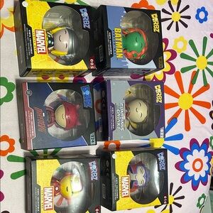 Funko Dorbz Marvel and DC Figures Set - Red, Green, Yellow